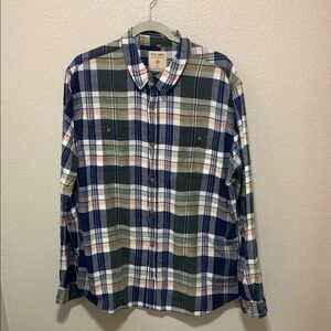 Ruff Hewn Blue and Green Casual Button Down Shirt